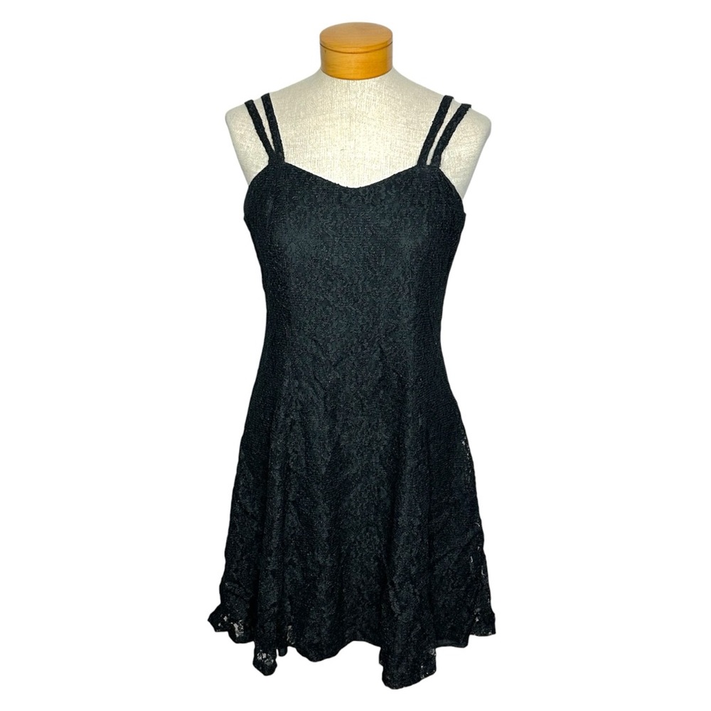 All That Jazz Black Lace Fit Flare Vintage Mini Dress 11/12 Gothic Coquette Prom